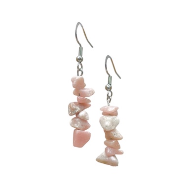 Chinese Pink Opal Chip Earrings Surgical Stainless Steel